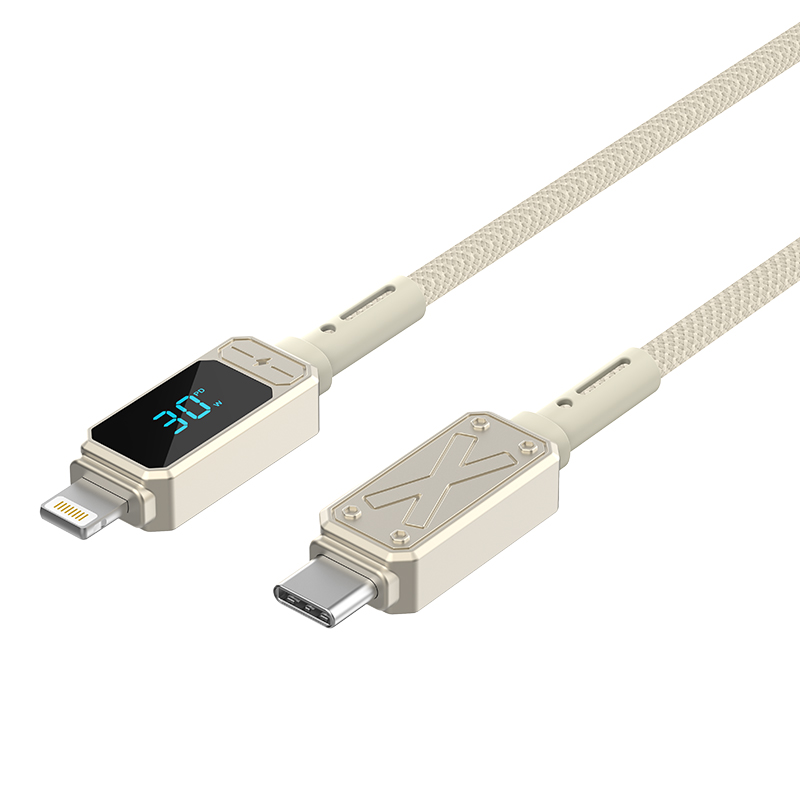 WiWU X Series Fast charge digital display zinc alloy braided Cable 30W Wi-C038 C-L